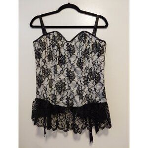Fredricks Of Hollywood Lace Up Corset Medium Silver Black NWT